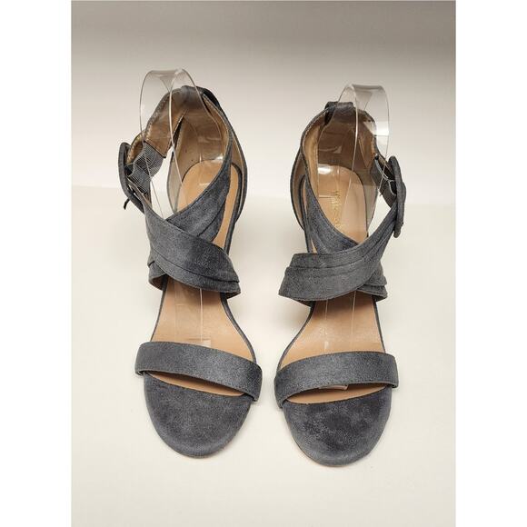 Women's Open Toe Strappy High Heel Sandals Dress Shoes Color Gray Size 8.5M - Picture 3 of 8